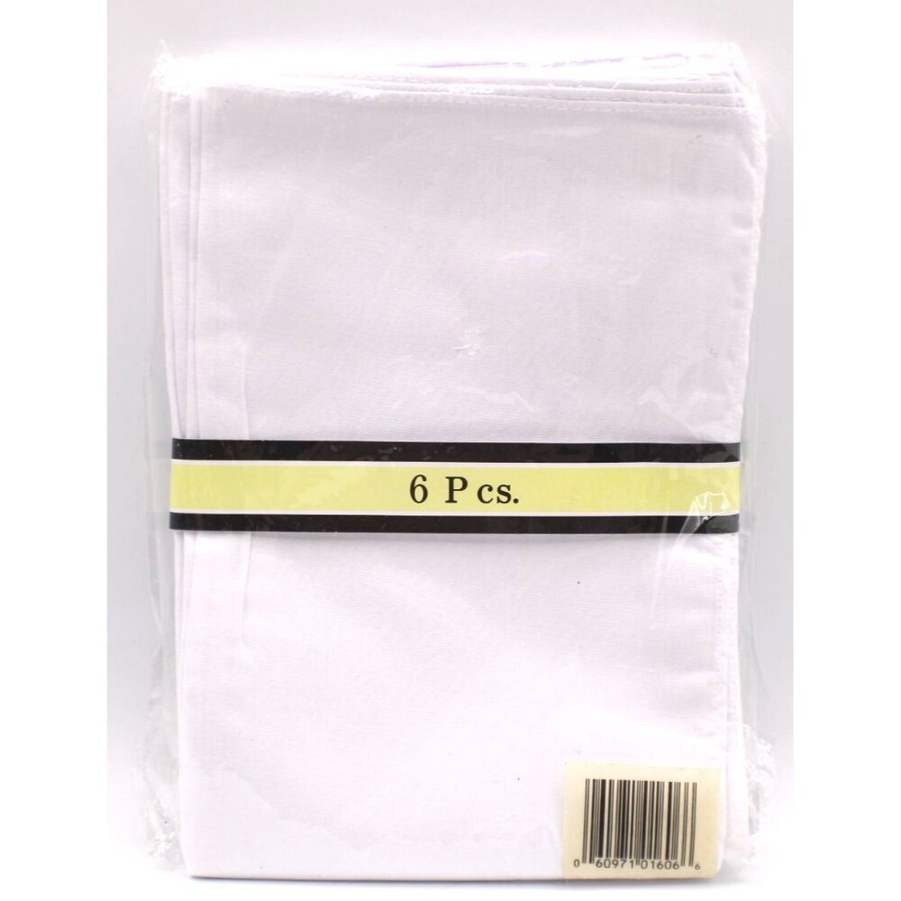 NEW White Cotton Handkerchiefs 6 Piece Set 16x16" Safdie Co. Hankies Crafts Vtg